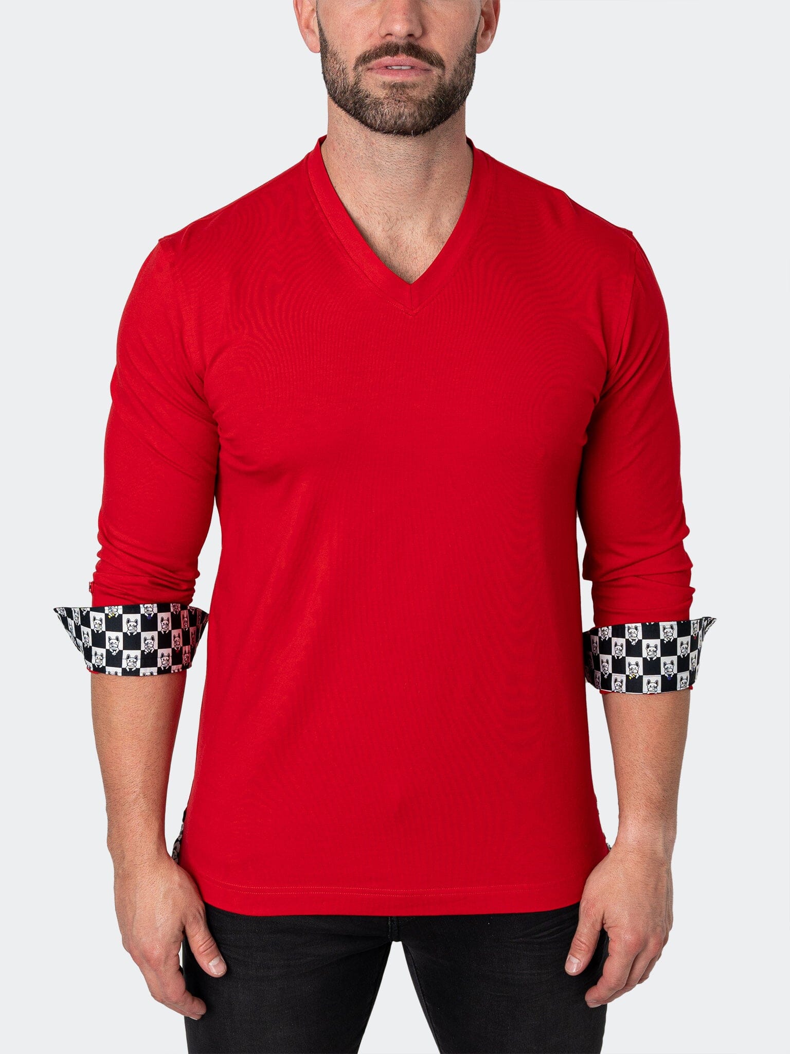 V-Neck EdisonSolidCheck Red