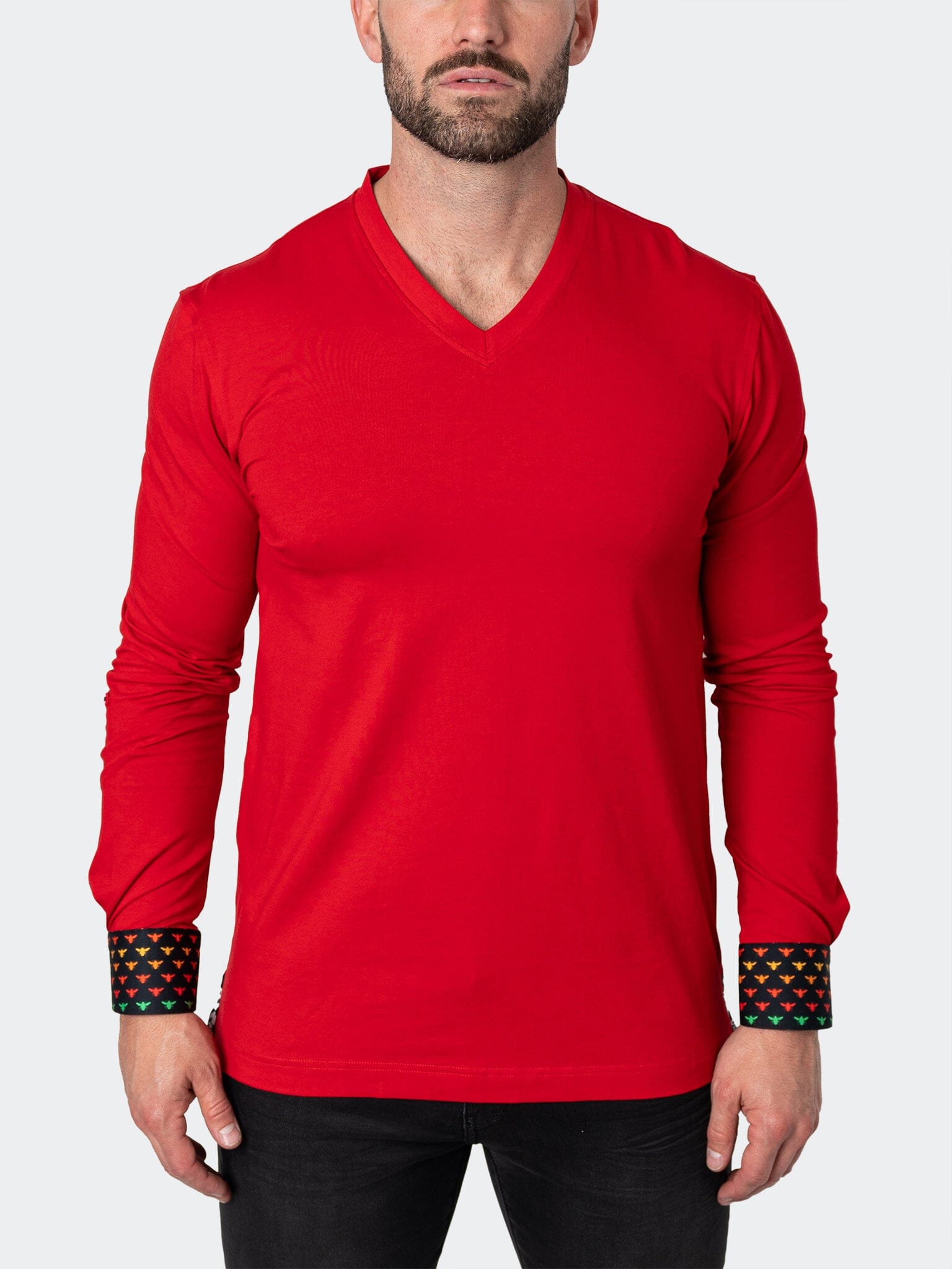 V-Neck EdisonSolidCheck Red