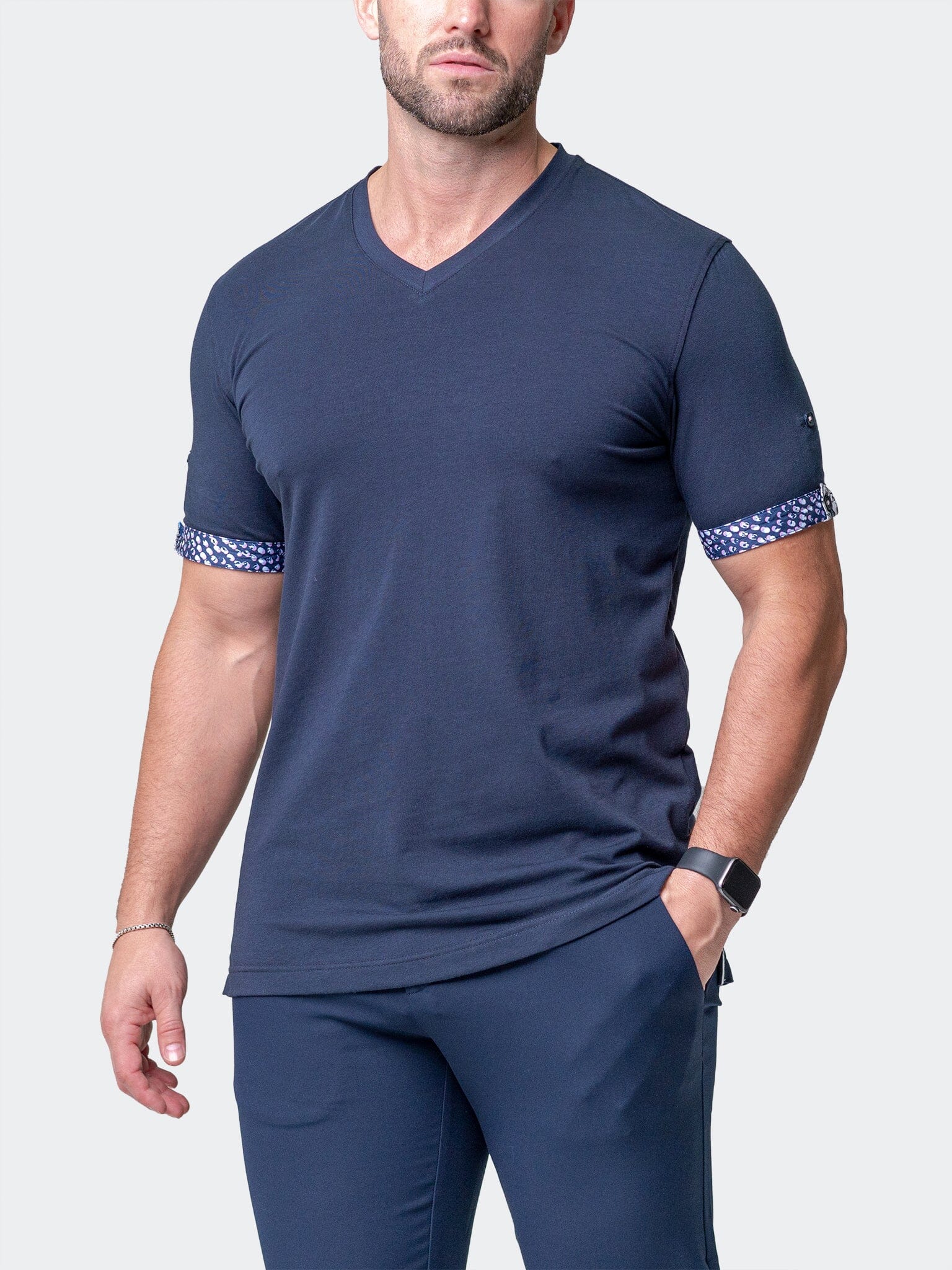 Vivaldi Solid Monkey Blue V-Neck