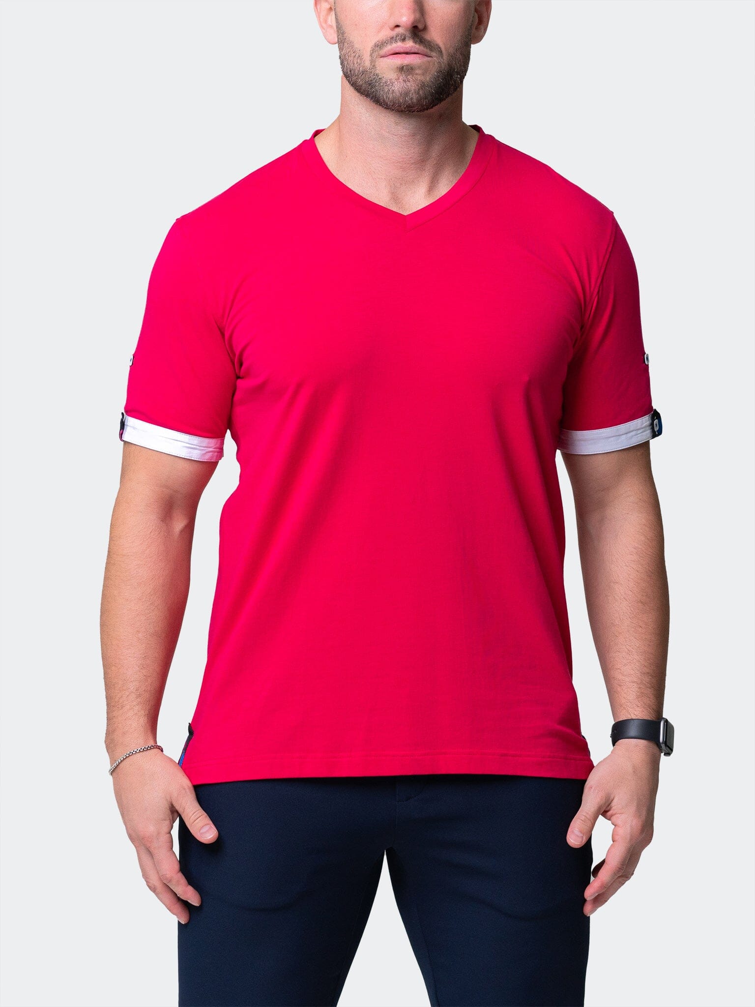 Vivaldi Solid Skull Fuchsia V-Neck