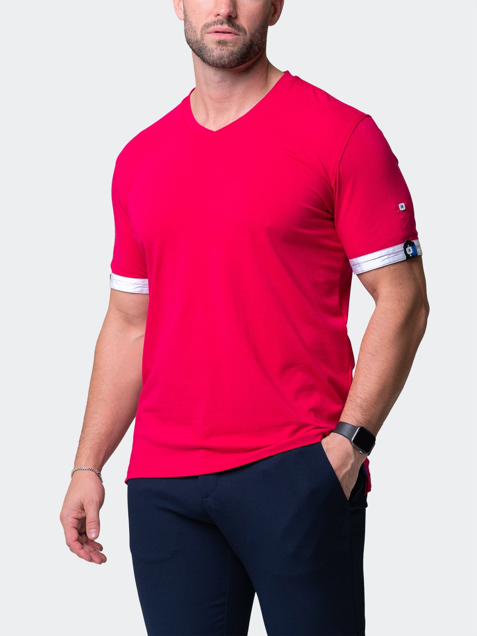 Vivaldi Solid Skull Fuchsia V-Neck