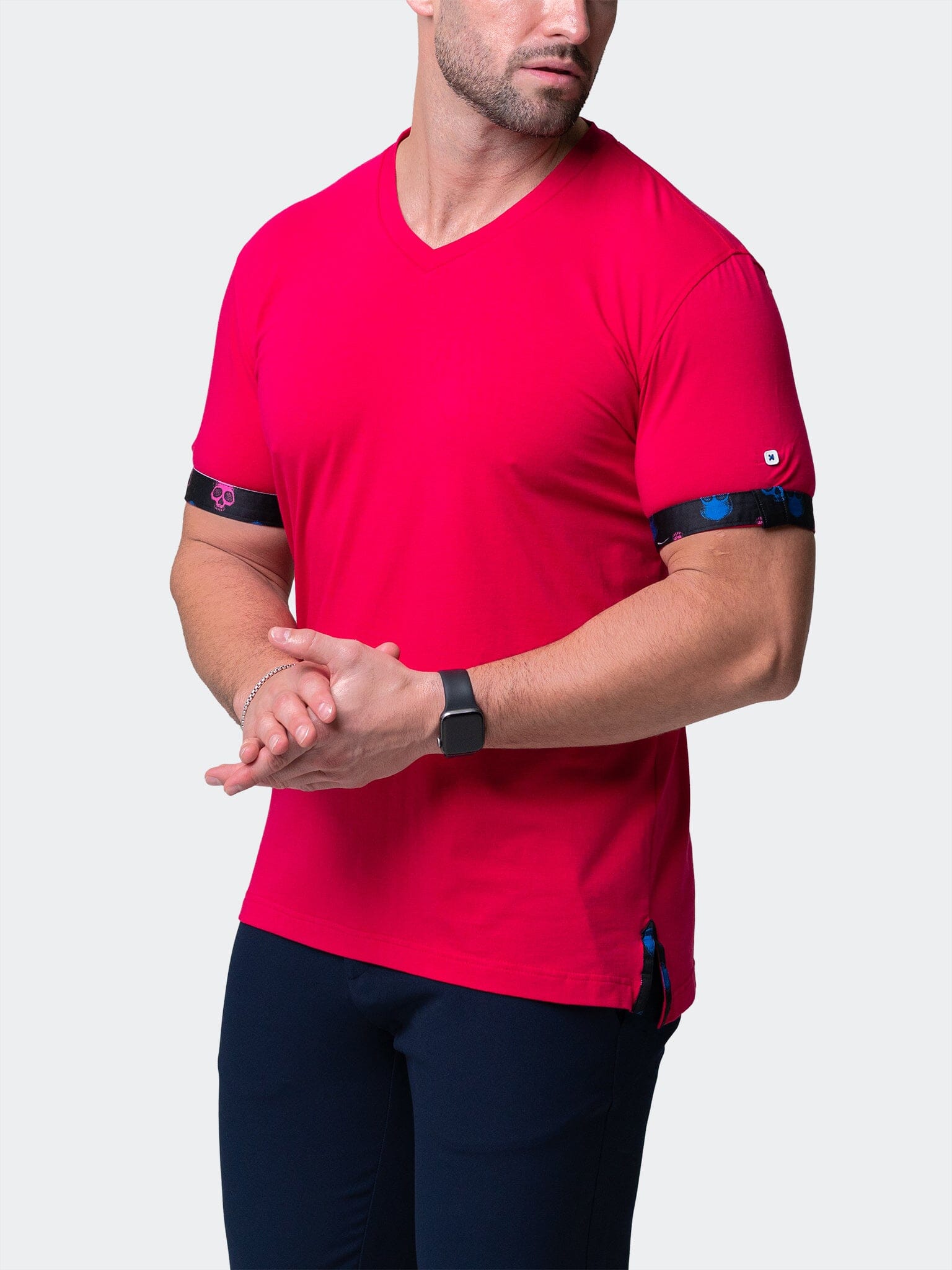 Vivaldi Solid Skull Fuchsia V-Neck