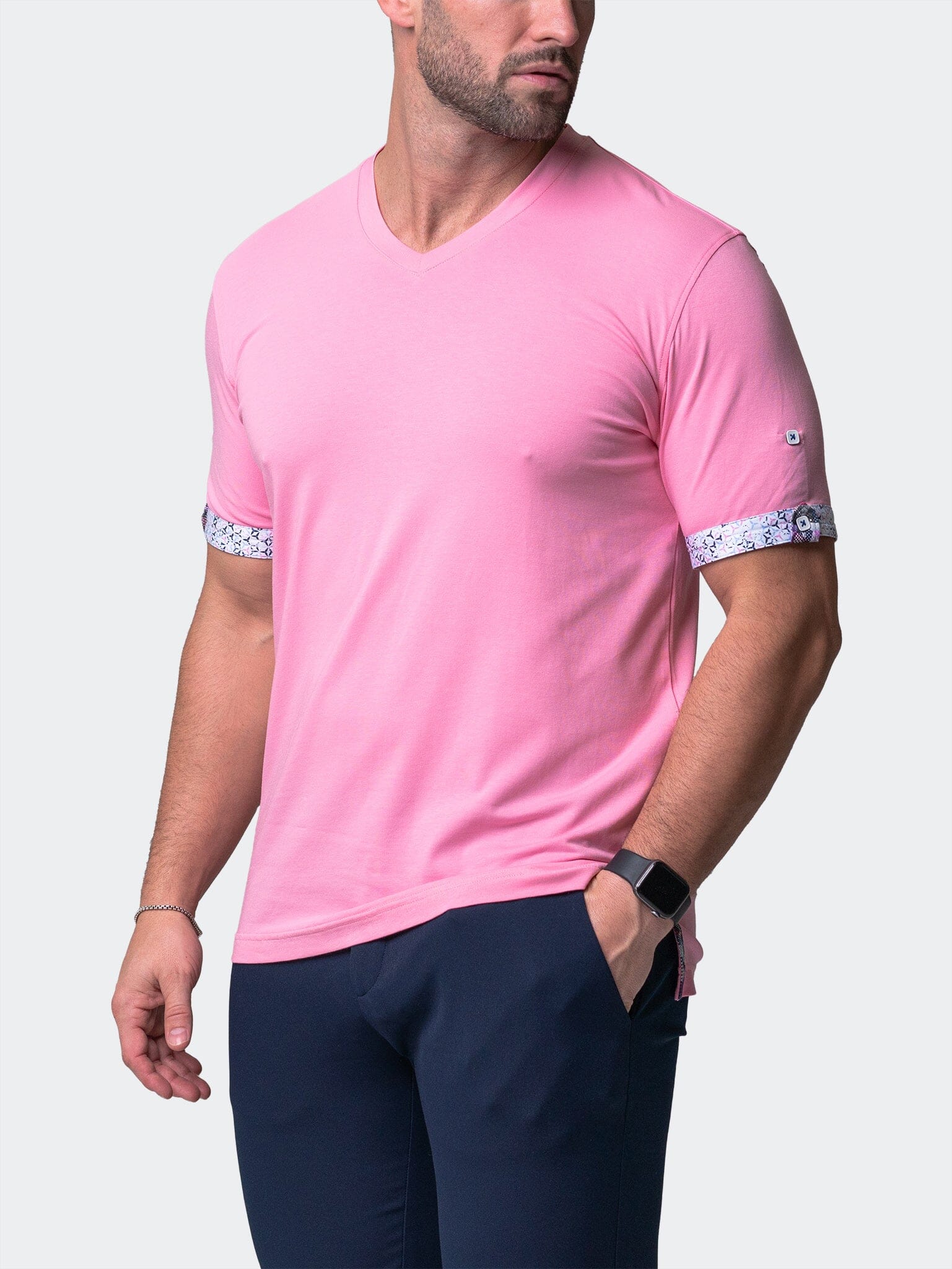 Vivaldi Solid Trip Pink V-Neck