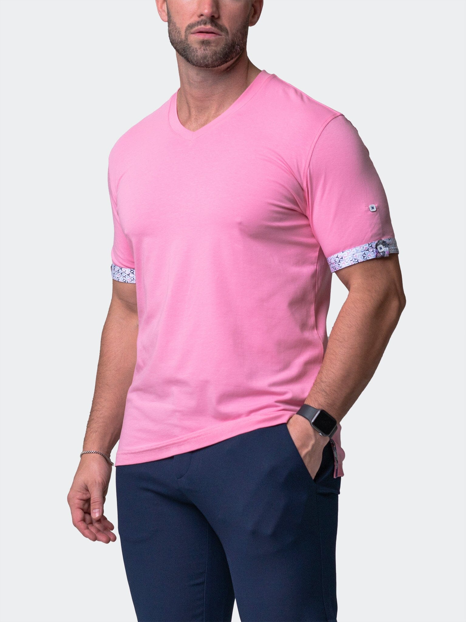Vivaldi Solid Trip Pink V-Neck