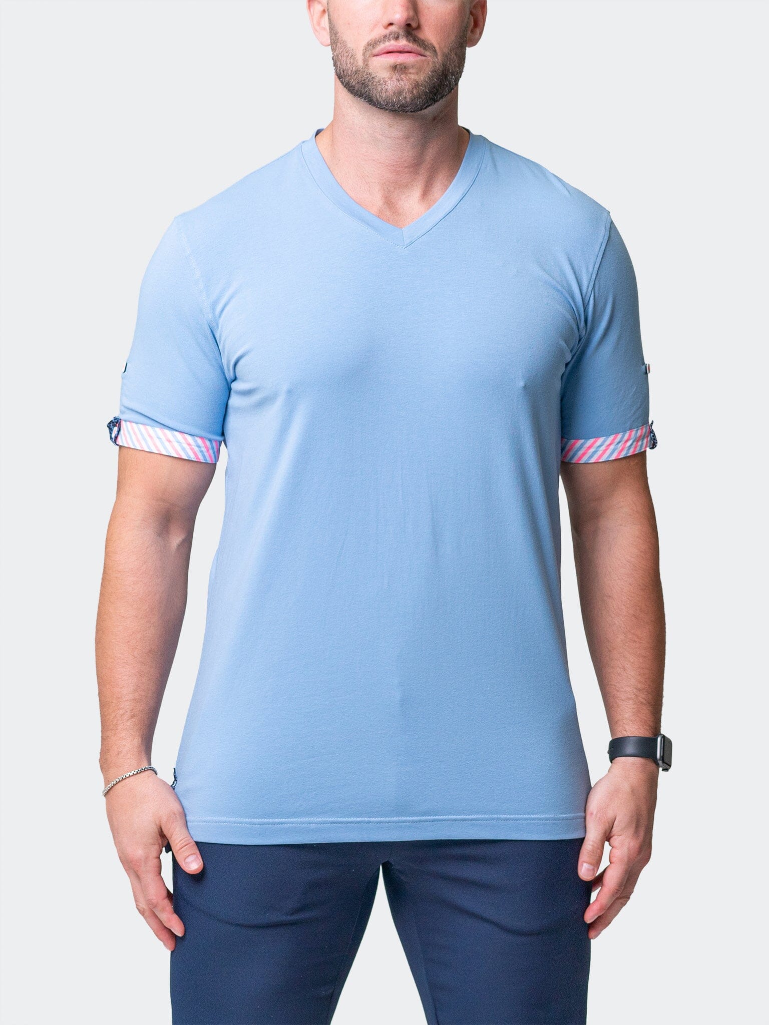 V-Neck VivaldiSolidWavesLight Blue