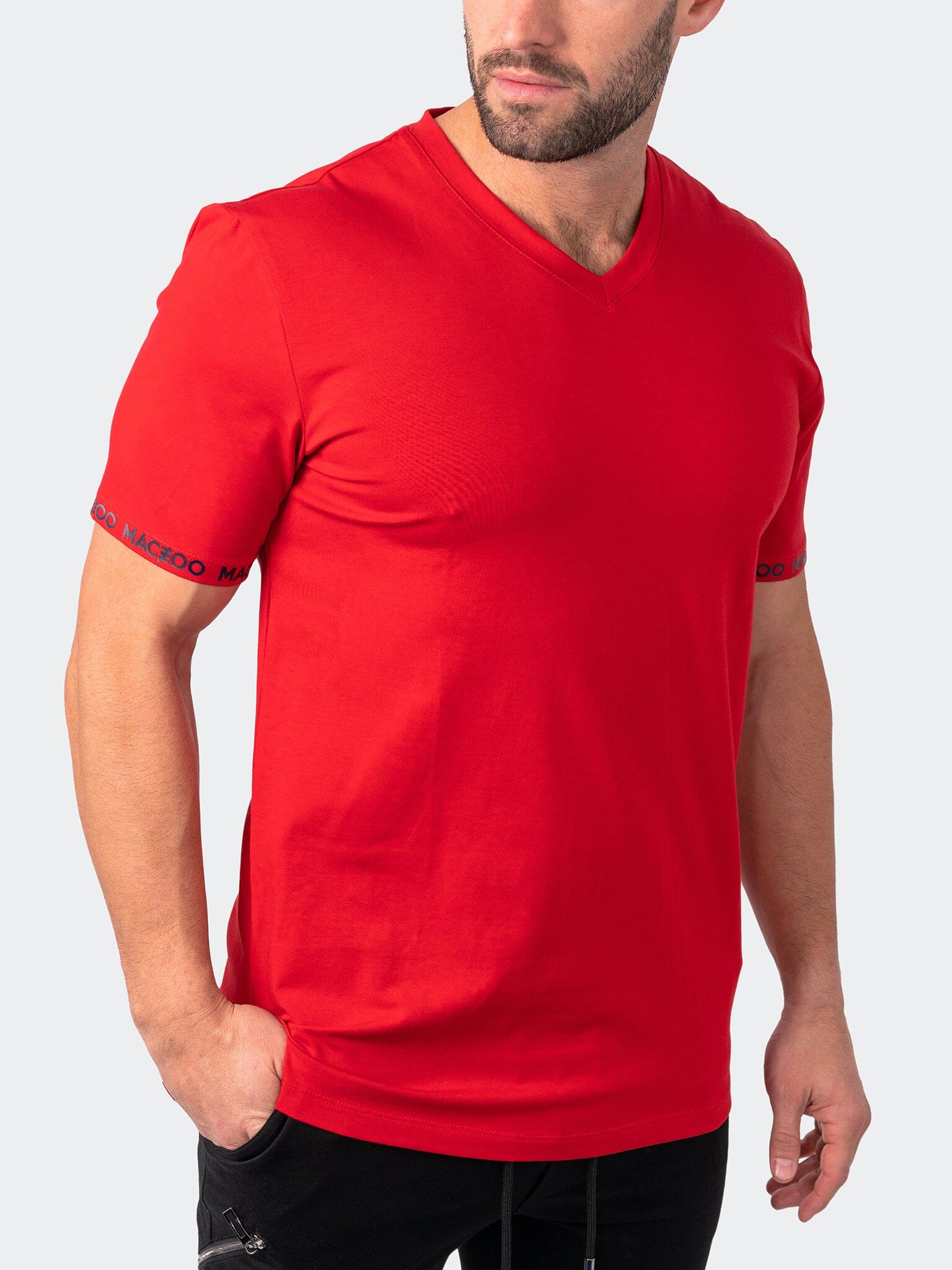 Vivaldi Sleeve Red V-Neck Tee