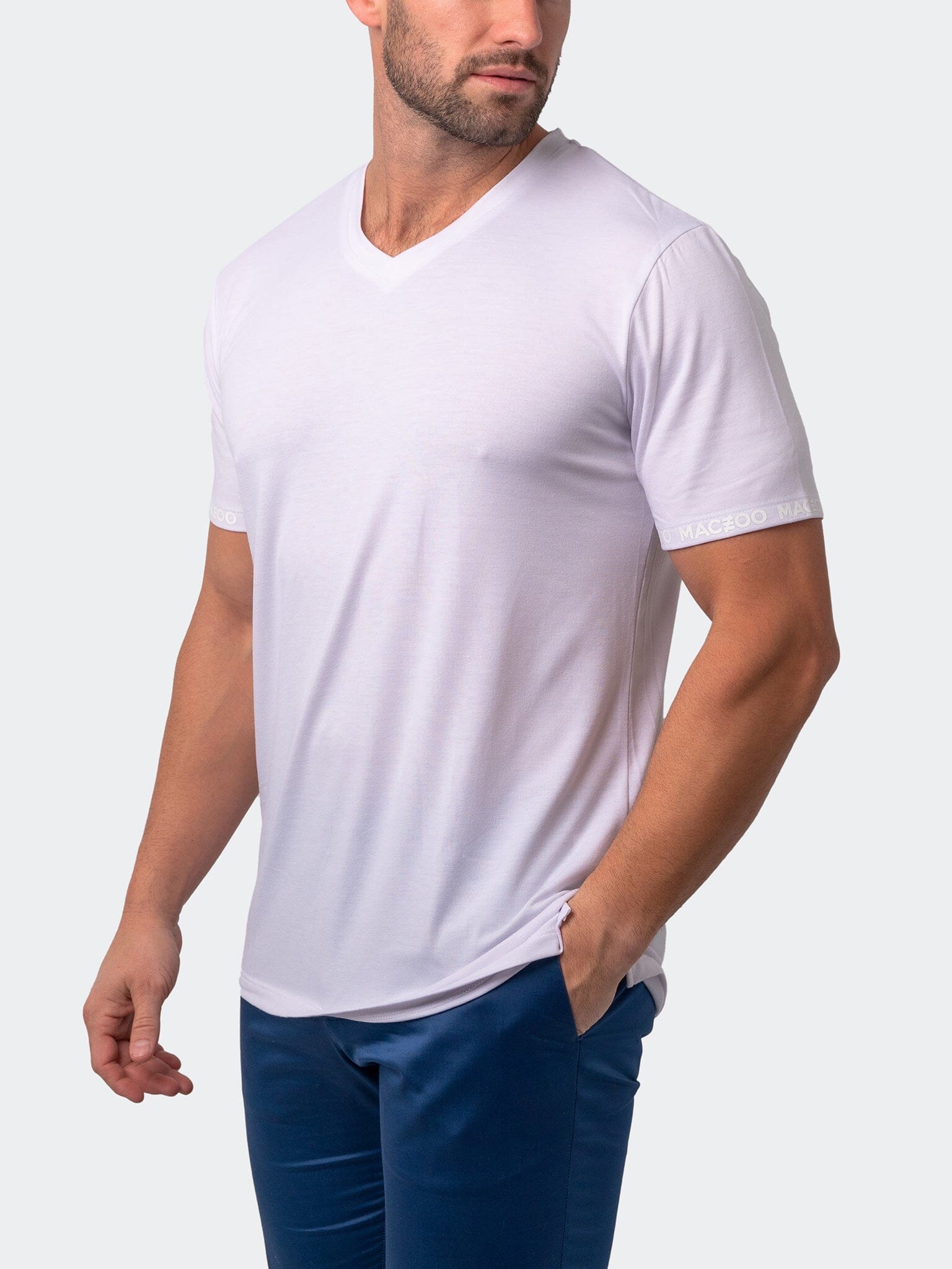 Vivaldi Sleeve White V-Neck Tee
