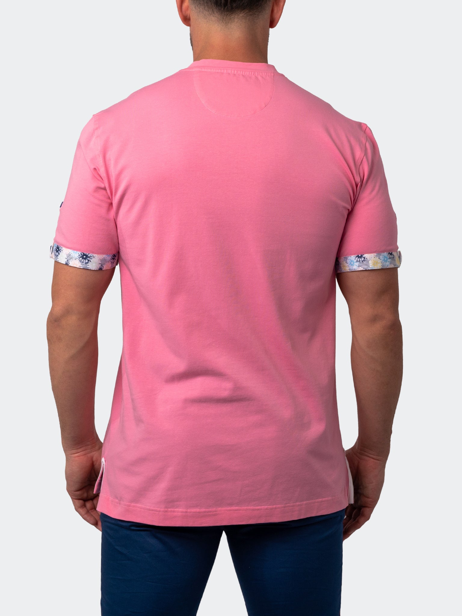 Vivaldi Solid Flower Pink V-Neck Tee