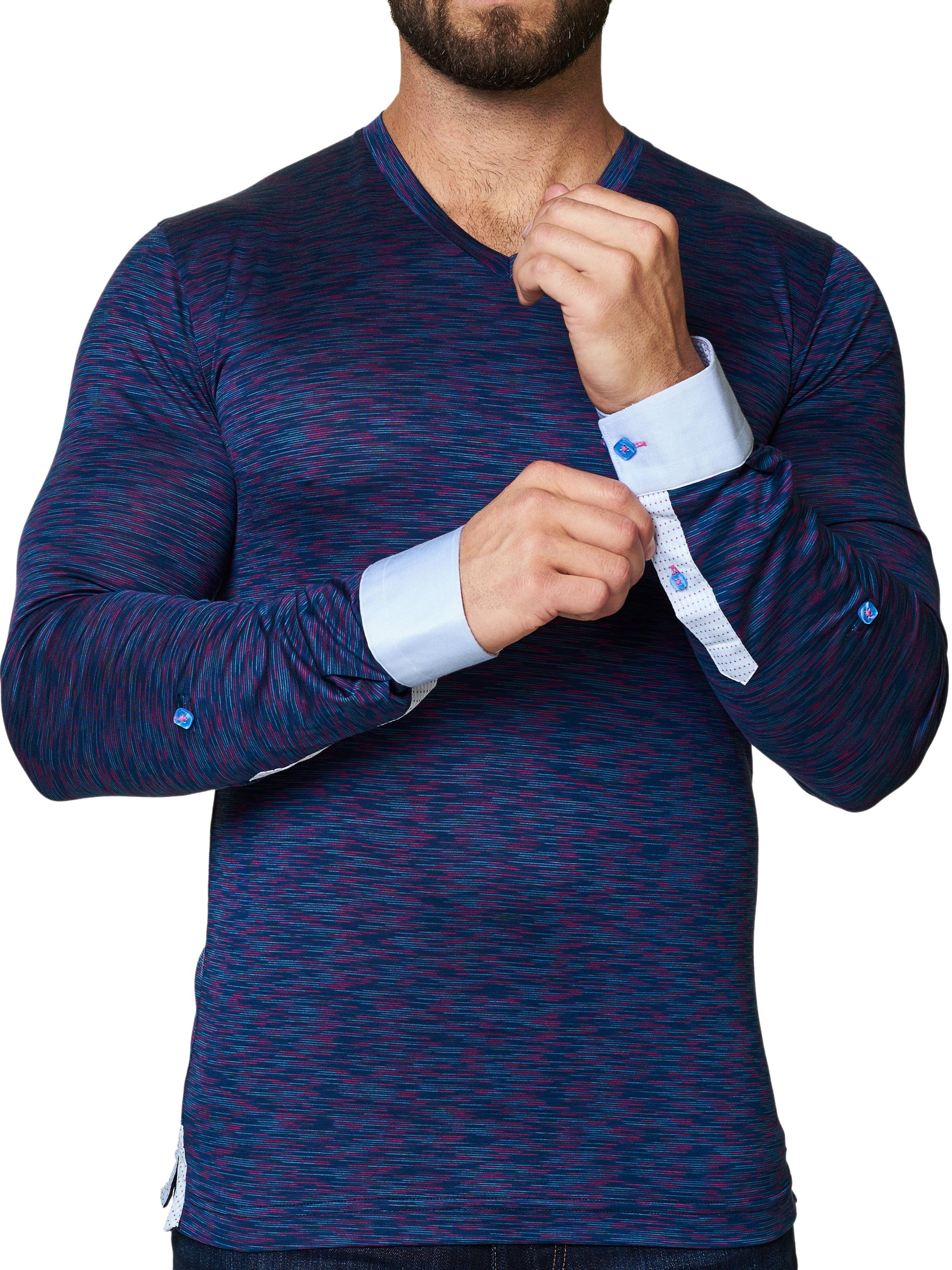 V Neck L Melange Purple