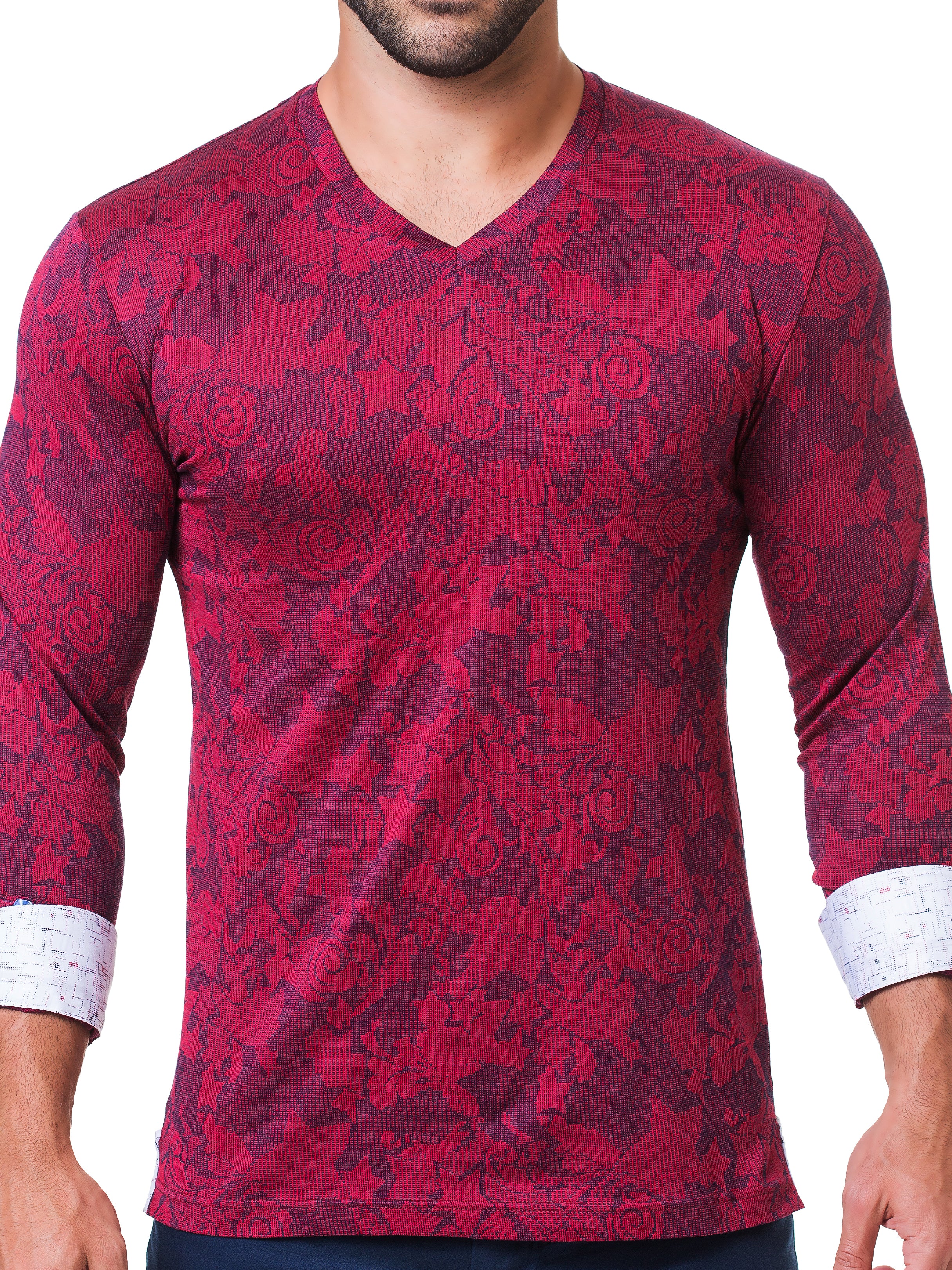 V Neck Edison Cloud Red