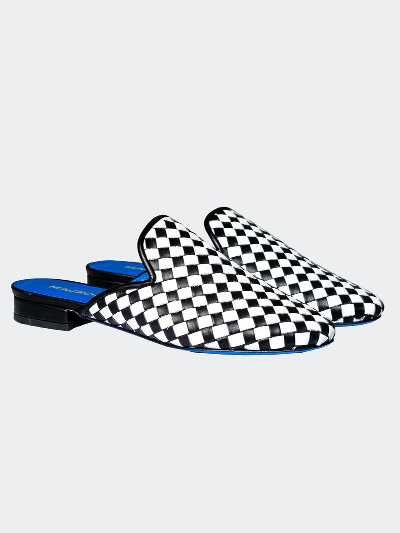 Women's ShoeMule CheckeredBlack